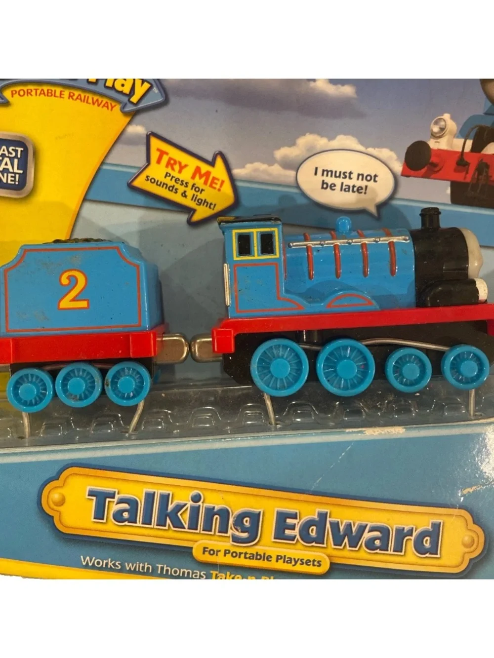 EDWARD ! THOMAS FRIENDS TRAIN Diecast 2010 TAKE N PLAY ALONG BLUE #2 NEW Read